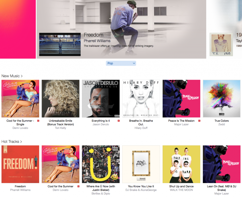 Apple Music organiza los temas por género, por artista.